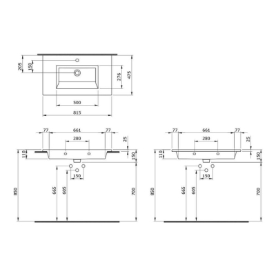 Bocchi Milano Etajerli Lavabo 80 cm Mat Siyah 1113-004-0126 - 3