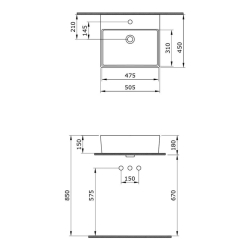 Bocchi Milano Lavabo 50 cm Mat Antrasit 1216-020-0126 - 3