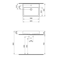 Bocchi Milano Lavabo 60 Cm Mat Beyaz 1376-002-0126 - 3