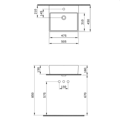 Bocchi Milano Lavabo Tezgah Üstü 50 cm Mat Gri 1216-006-0126 - 3