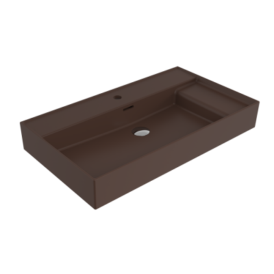 Bocchi Milano Sağdan Etajerli Lavabo 80 cm Mat Kahve - 1