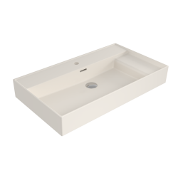 Bocchi Milano Sağdan Etajerli Lavabo 80 cm Parlak Bisküvi - 1