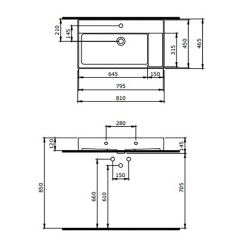 Bocchi Milano Sağdan Etajerli Lavabo 80 cm Parlak Siyah - 2