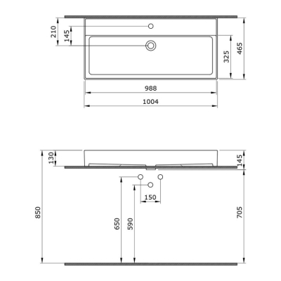 Bocchi Milano Tezgah Üstü Lavabo 100 cm Mat Antrasit 1378-020-0126 - 3