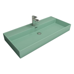 Bocchi Milano Tezgah Üstü Lavabo 100 cm Mat Mint Yeşil 1378-033-0126 - BOCCHI