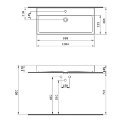 Bocchi Milano Tezgah Üstü Lavabo 100 cm Parlak Siyah 1378-005-0126 - 3