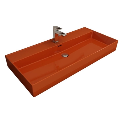 Bocchi Milano Tezgah Üstü Lavabo 100 cm Parlak Turuncu 1378-012-0126 - 1