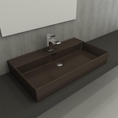 Bocchi Milano Tezgah Üstü Lavabo 80 cm Mat Kahverengi 1377-025-0126 - 2