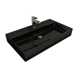 Bocchi Milano Tezgah Üstü Lavabo 80 cm Parlak Siyah 1377-005-0126 
