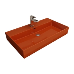 Bocchi Milano Tezgah Üstü Lavabo 80 cm Parlak Turuncu 1377-012-0126 