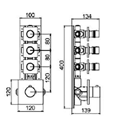 Bocchi Multibox Ankastre Termostatik Duş Bataryası 3 Ayrı Çıkışlı - 2