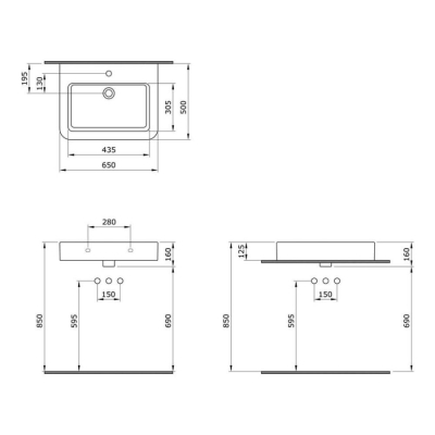 Bocchi Parma Lavabo 65 cm Parlak Beyaz 1123-001-0126 - 3