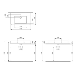 Bocchi Parma Lavabo Tezgah Üstü 85 cm Parlak Beyaz 1124-001-0126 - 2