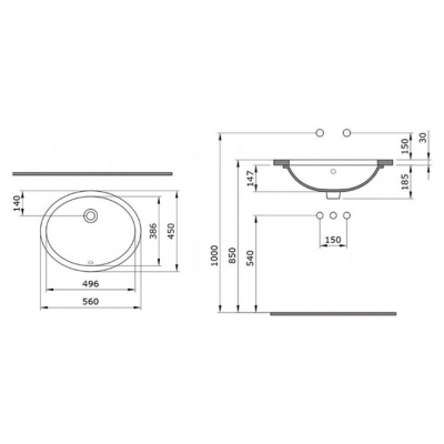 Bocchi Parma Tezgah Altı Lavabo 56 cm Parlak Beyaz 1384-001-0125 - 2