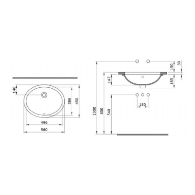 Bocchi Parma Tezgah Altı Lavabo 56 cm Parlak Bisküvi 1384-014-0125 - 2