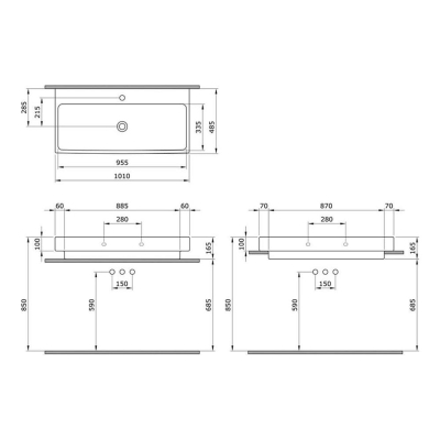 Bocchi Scala Arch Tezgah Üstü Lavabo 100 cm Mat Beyaz 1079-002-0126 - 3