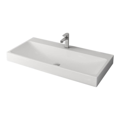 Bocchi Scala Arch Tezgah Üstü Lavabo 100 cm Mat Beyaz 1079-002-0126 - 1