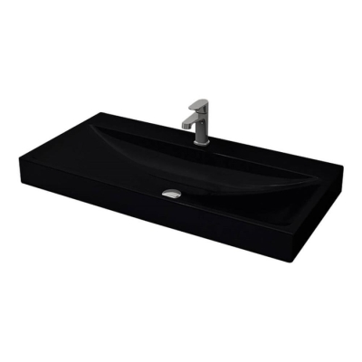 Bocchi Scala Arch Tezgah Üstü Lavabo 100 cm Parlak Siyah 1079-005-0126 - 1