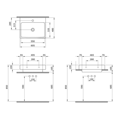 Bocchi Scala Tezgah Üstü Lavabo 60 cm Parlak Siyah 1077-005-0126 - 3