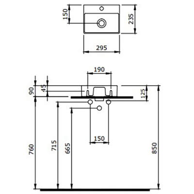 Bocchi Slim Line Dikdörtgen Lavabo 30x24 cm Mat Beton - 2