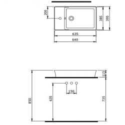 Bocchi Slim Line Dikdörtgen Lavabo 60x38 cm Mat Antrasit - 2