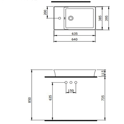 Bocchi Slim Line Dikdörtgen Lavabo 60x38 cm Mat Kaşmir - 2