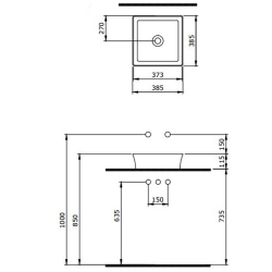 Bocchi Slim Line Kare Lavabo 38x38 cm Mat Bronz - 2