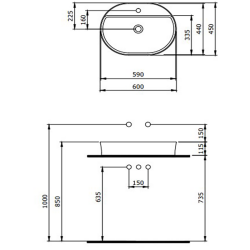 Bocchi Slim Line Oval 60x45 cm Mat Beton - 2