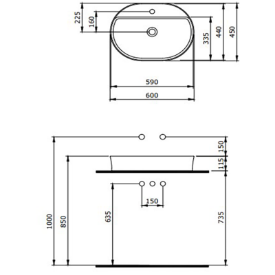 Bocchi Slim Line Oval 60x45 cm Mat Beyaz - 2