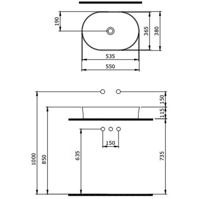 Bocchi Slim Line Oval Lavabo 55x38 cm Mat Antrasit - 2