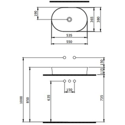 Bocchi Slim Line Oval Lavabo 55x38 cm Mat Bronz - 2