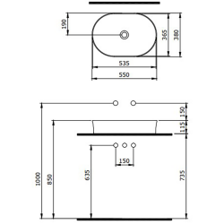 Bocchi Slim Line Oval Lavabo 55x38 cm Mat Kaşmir - 2