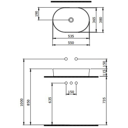 Bocchi Slim Line Oval Lavabo 55x38 cm Mat Somon - 2