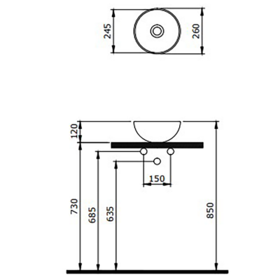 Bocchi Slim Line Vessel Yuvarlak Mini Lavabo 26 cm Mat Bronz - 2