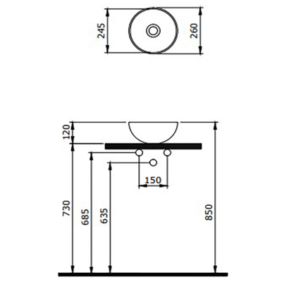 Bocchi Slim Line Vessel Yuvarlak Mini Lavabo 26 cm Mat Petrol Mavisi - 2