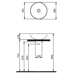 Bocchi Slim Line Yuvarlak Lavabo 38 cm P.Burgonya Bordosu - 2