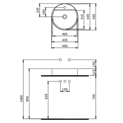 Bocchi Slim Line Yuvarlak Lavabo Mat Antrasit - 2