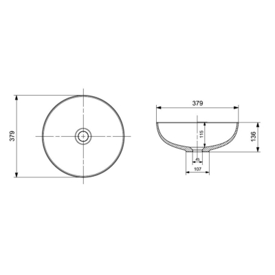 Bocchi Sottile Slim Line Çanak Lavabo 38 cm Mat Siyah 1494-004-0125 - 2