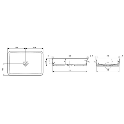 Bocchi Sottile Slim Line Çanak Lavabo 55 Cm Parlak Beyaz 1476-001-0125 - 3