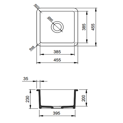 Bocchi Sotto 46 cm Mutfak Eviyesi Parlak Beyaz - 2