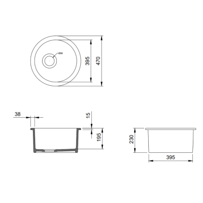 Bocchi Sotto 47 cm Mutfak Eviyesi Mat Antrasit - 2