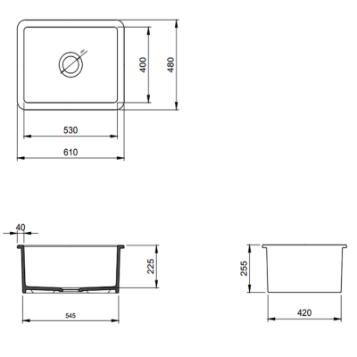 Bocchi Sotto 61 cm Mutfak Eviyesi Parlak Bisküvi - 2