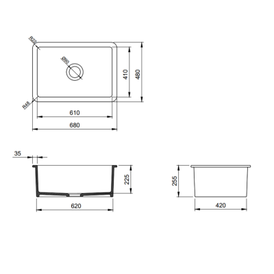 Bocchi Sotto 68 cm Mutfak Eviyesi Mat Antrasit - 2