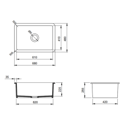 Bocchi Sotto 68 cm Mutfak Eviyesi Mat Siyah - 2