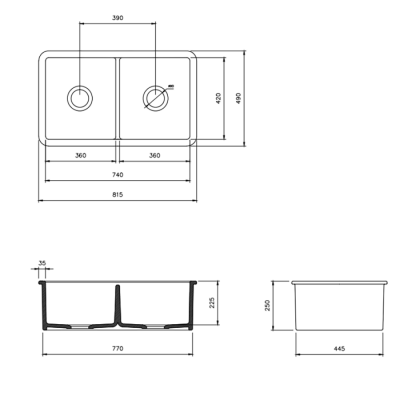 Bocchi Sotto 85 cm Mutfak Eviyesi Mat Antrasit - 2