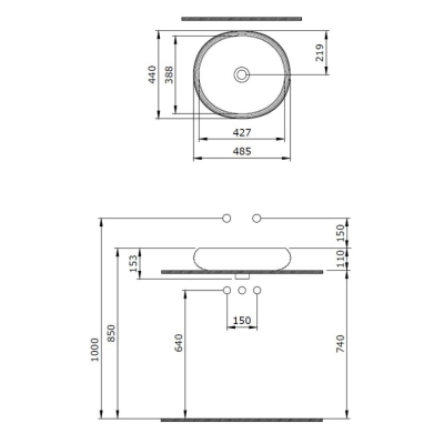 Bocchi Strata Çanak Lavabo 50 cm Mat Antrasit 1414-020-0125 - 2