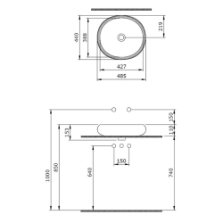 Bocchi Strata Çanak Lavabo 50 cm Parlak Siyah 1414-005-0125 - 2