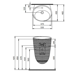 Bocchi Strata Monoblok Lavabo Mat Antrasit - 2