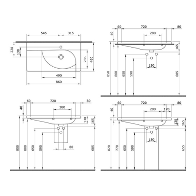 Bocchi Taormina Arch Etajerli Lavabo 86 cm Mat Siyah 1020-004-0126 - 2