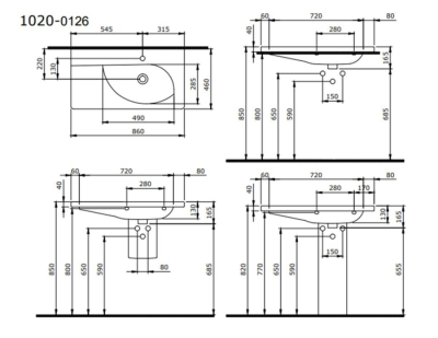 Bocchi Taormina Arch Etajerli Lavabo 86 cm Parlak Siyah 1020-005-0126 - 3